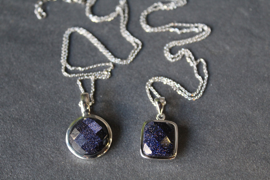 Blue Sandstone Pendant and Chain