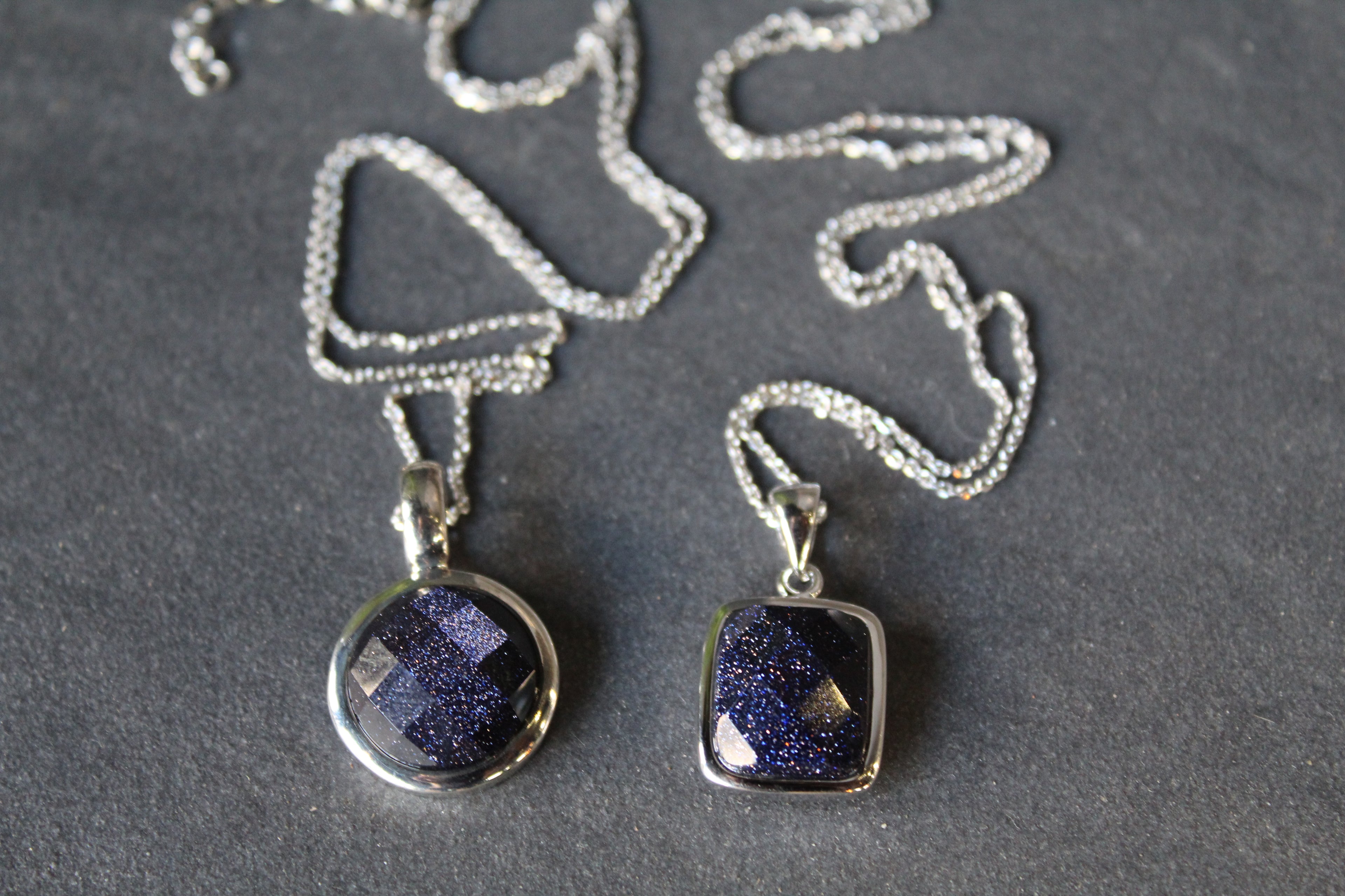 Blue Sandstone Pendant and Chain