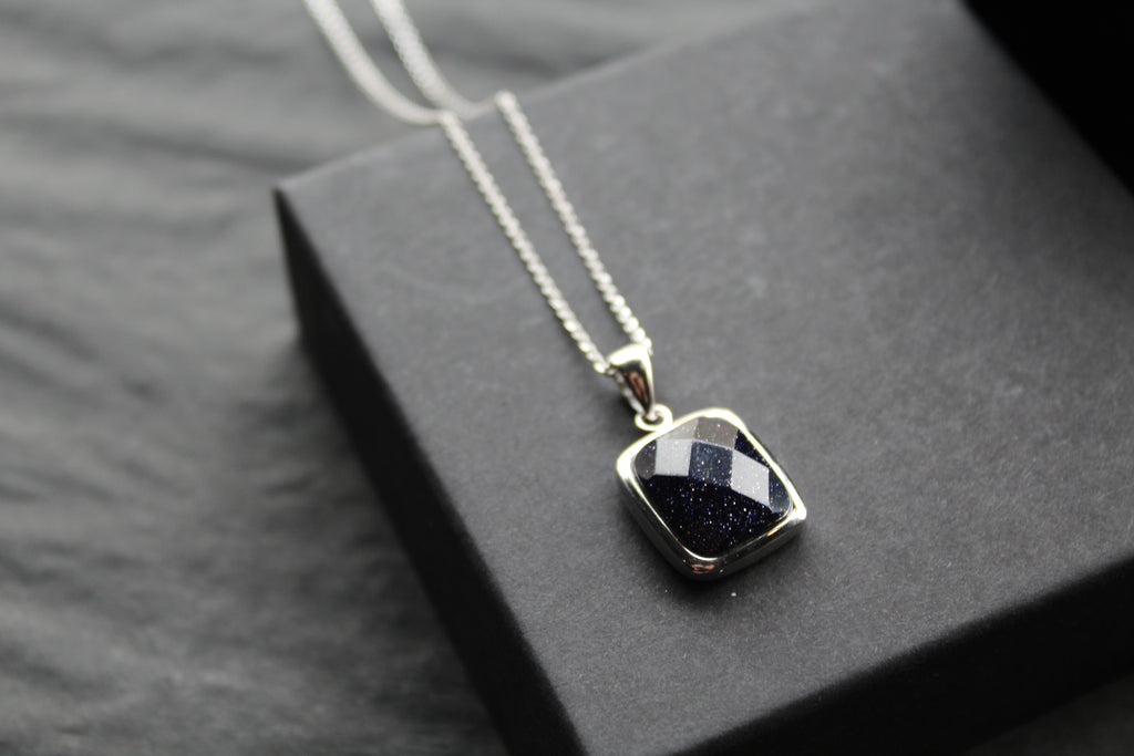 Blue Sandstone Pendant and Chain