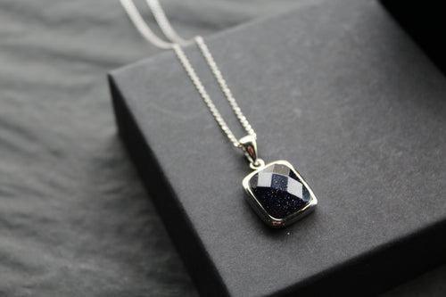 Blue Sandstone Pendant and Chain