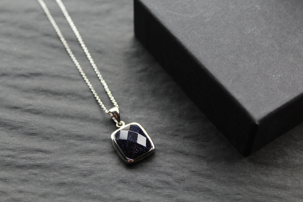 Blue Sandstone Pendant and Chain