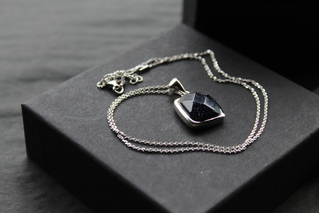 Blue Sandstone Pendant and Chain