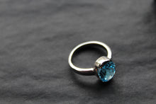 Load image into Gallery viewer, Blue Topaz Cocktail Ring with Rhodium Plate
