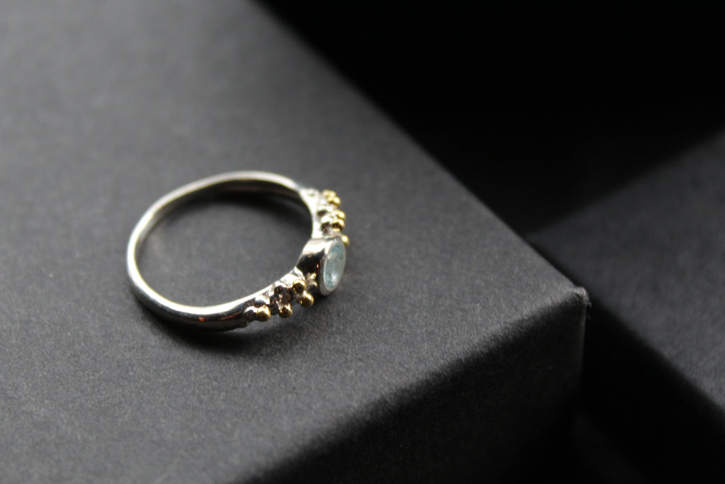 Blue Topaz Dainty Sterling Silver Molten Ring
