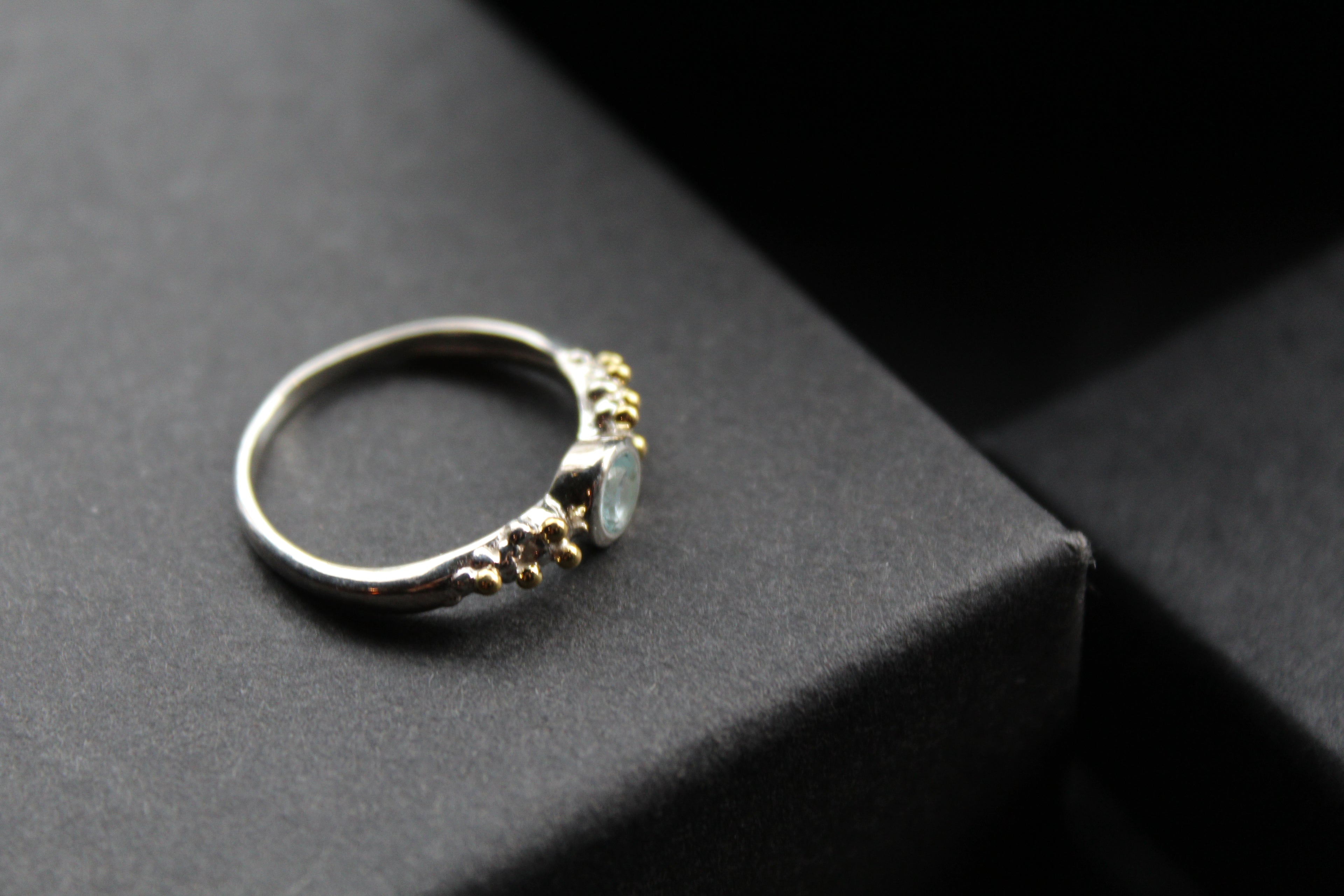 Blue Topaz Dainty Sterling Silver Molten Ring
