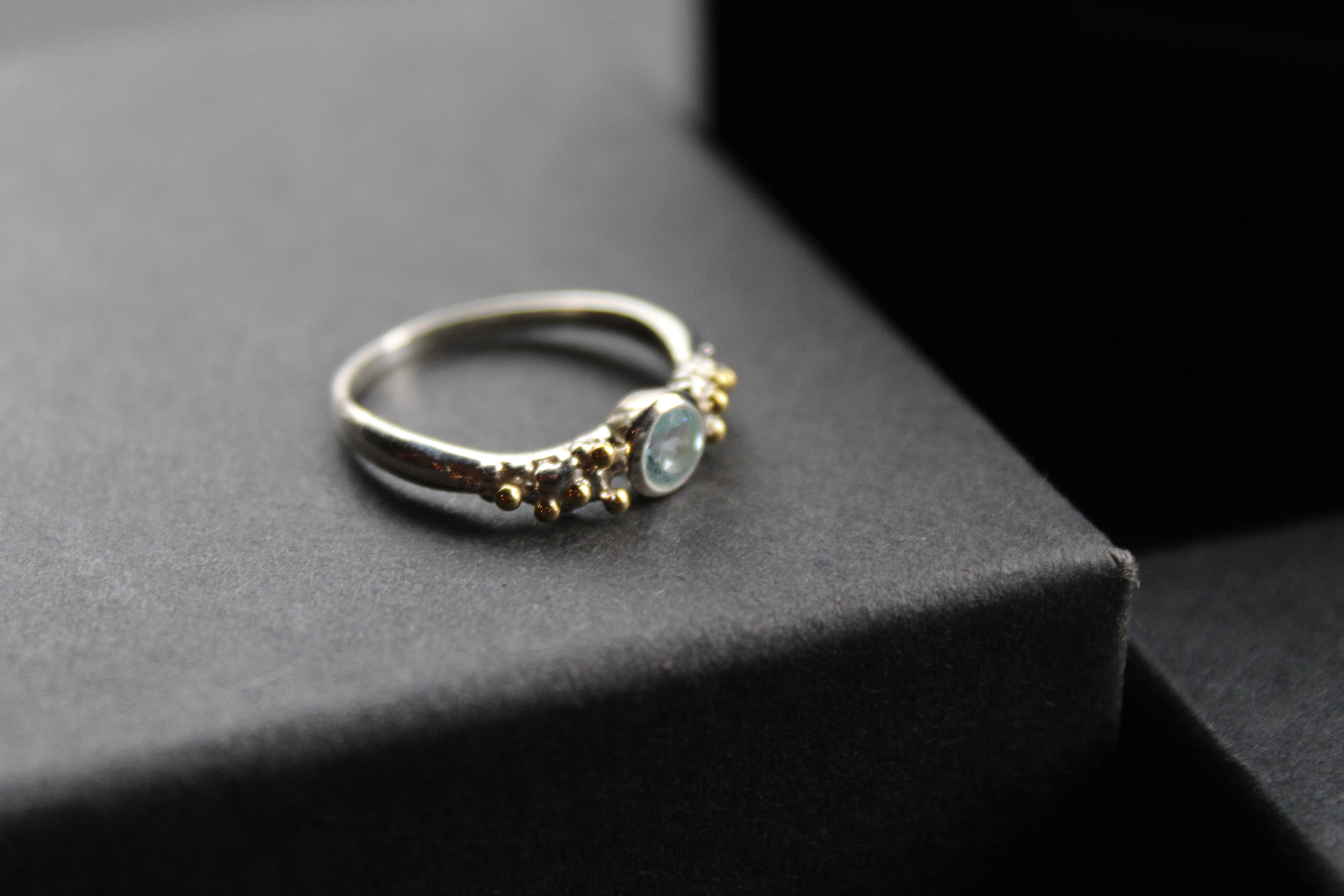 Blue Topaz Dainty Sterling Silver Molten Ring