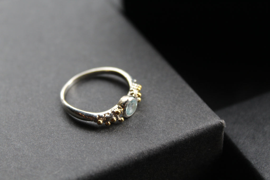 Blue Topaz Dainty Sterling Silver Molten Ring