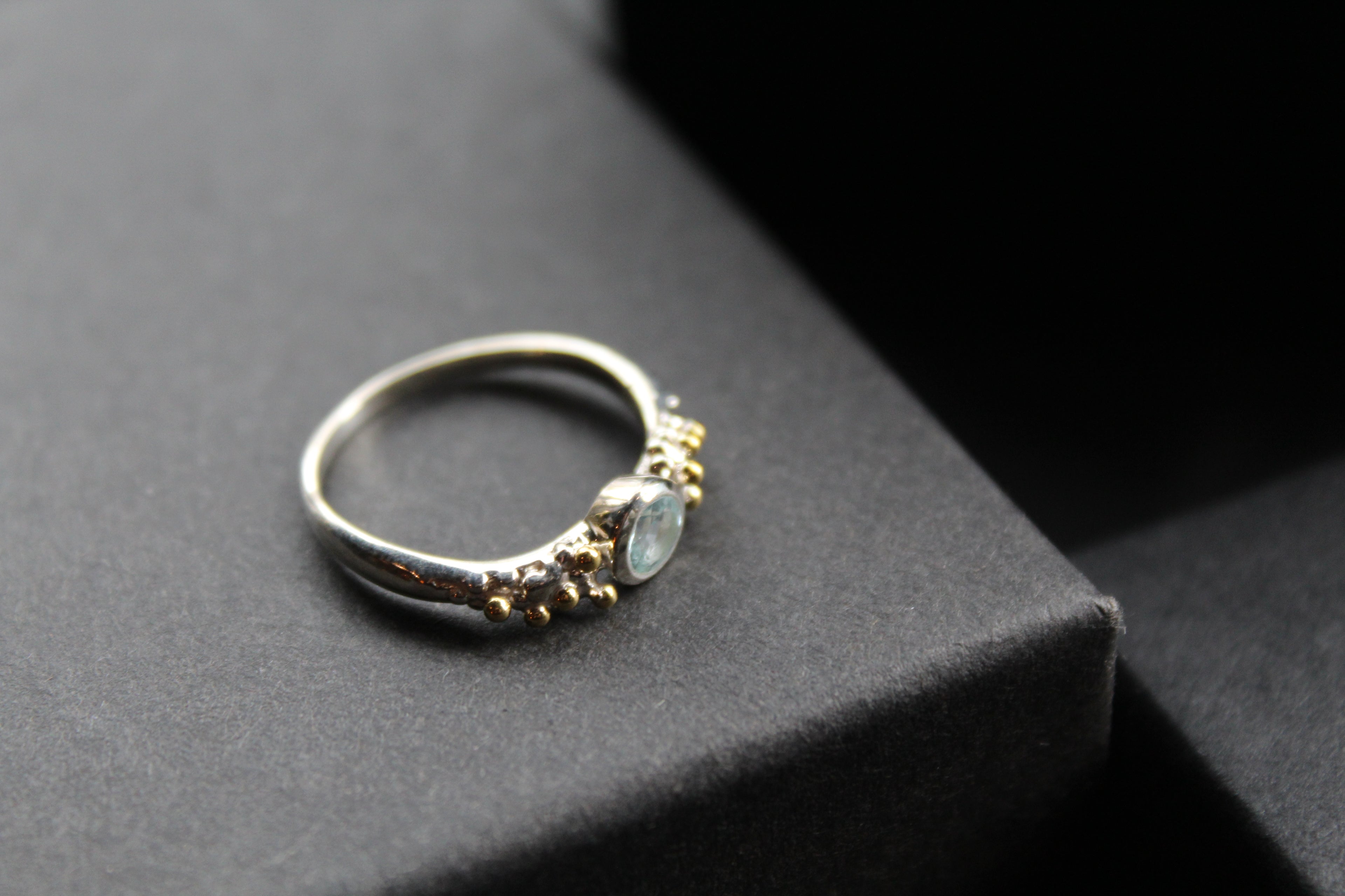 Blue Topaz Dainty Sterling Silver Molten Ring