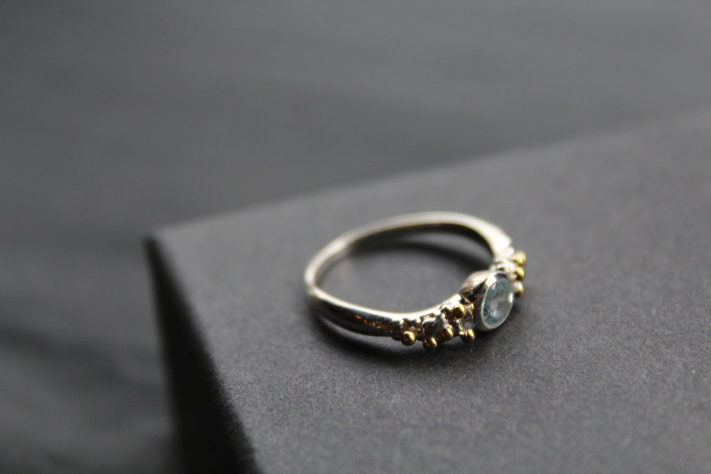 Blue Topaz Dainty Sterling Silver Molten Ring