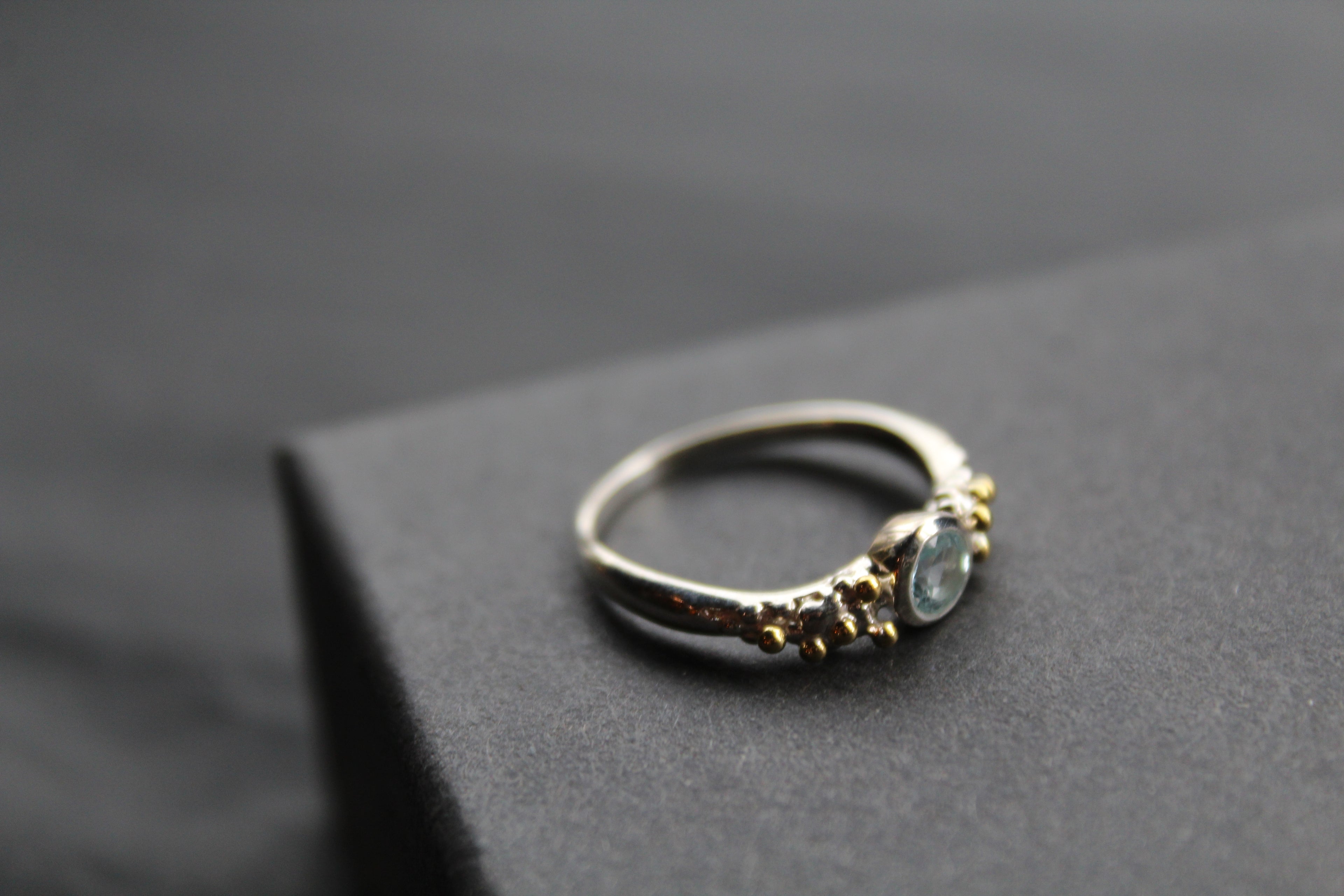 Blue Topaz Dainty Sterling Silver Molten Ring