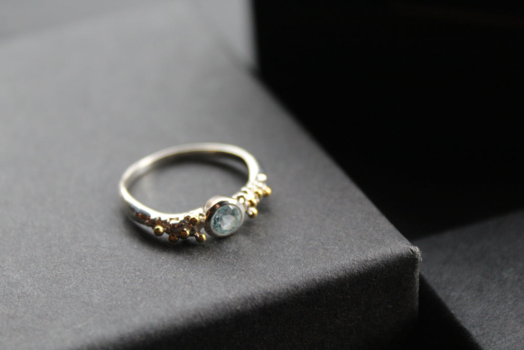 Blue Topaz Dainty Sterling Silver Molten Ring