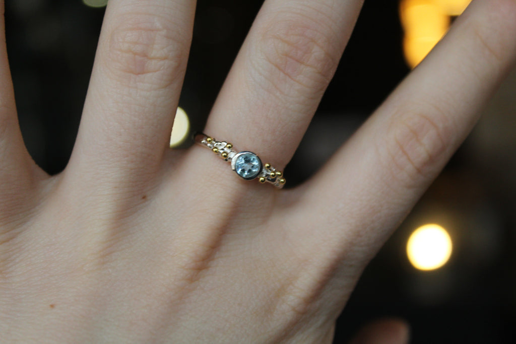 Blue Topaz Dainty Sterling Silver Molten Ring