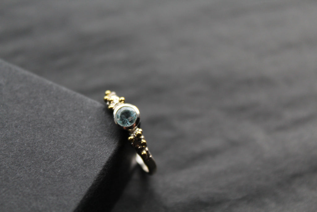 Blue Topaz Dainty Sterling Silver Molten Ring