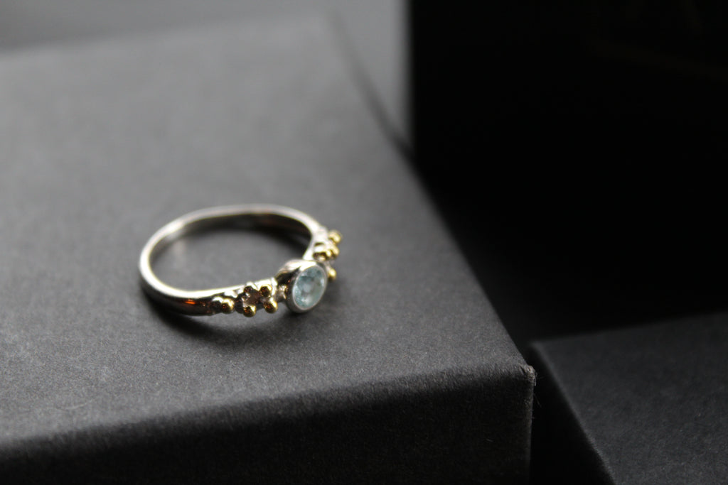 Blue Topaz Dainty Sterling Silver Molten Ring