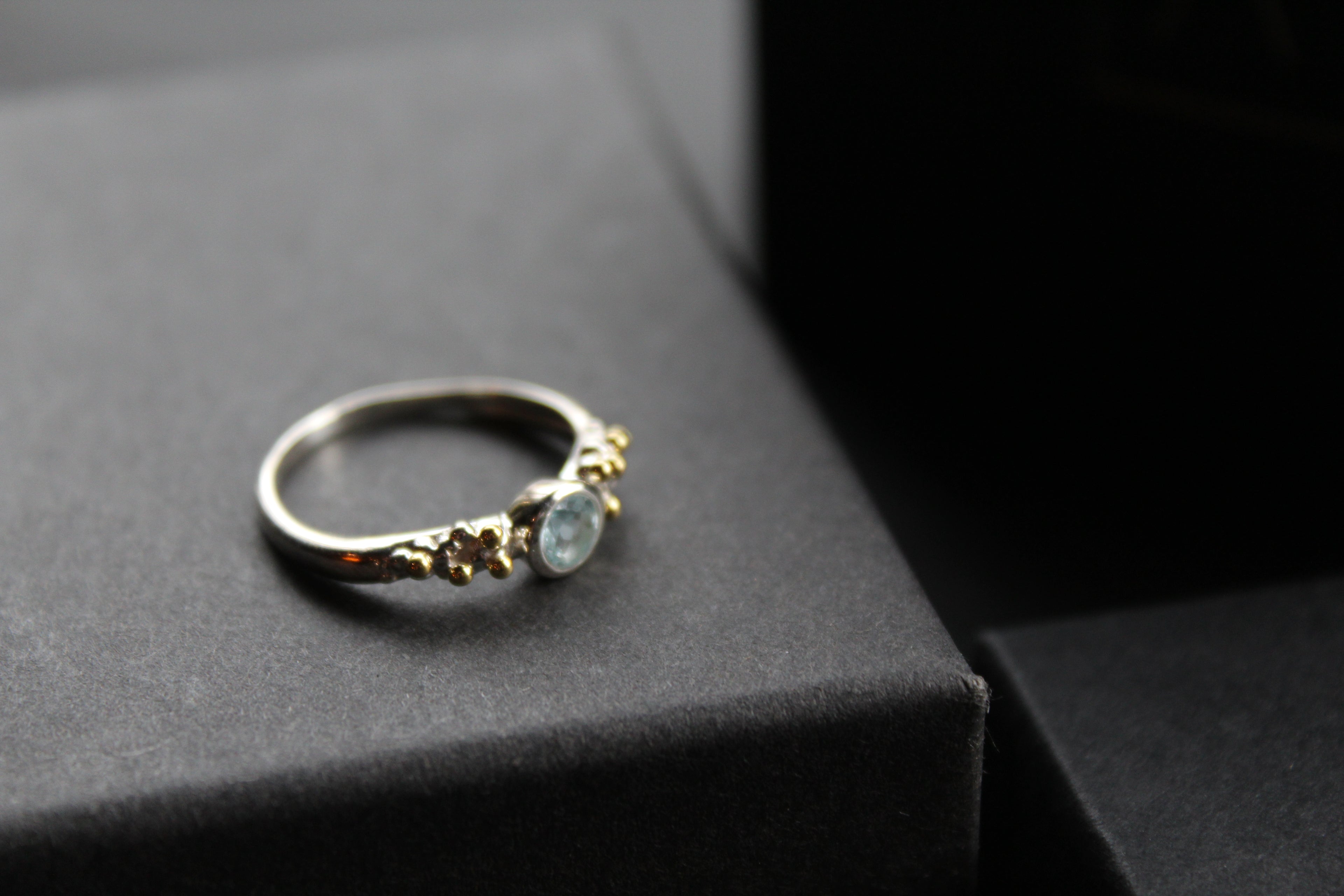 Blue Topaz Dainty Sterling Silver Molten Ring