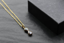 Load image into Gallery viewer, Blue Topaz Double Drop Pendant and Chain
