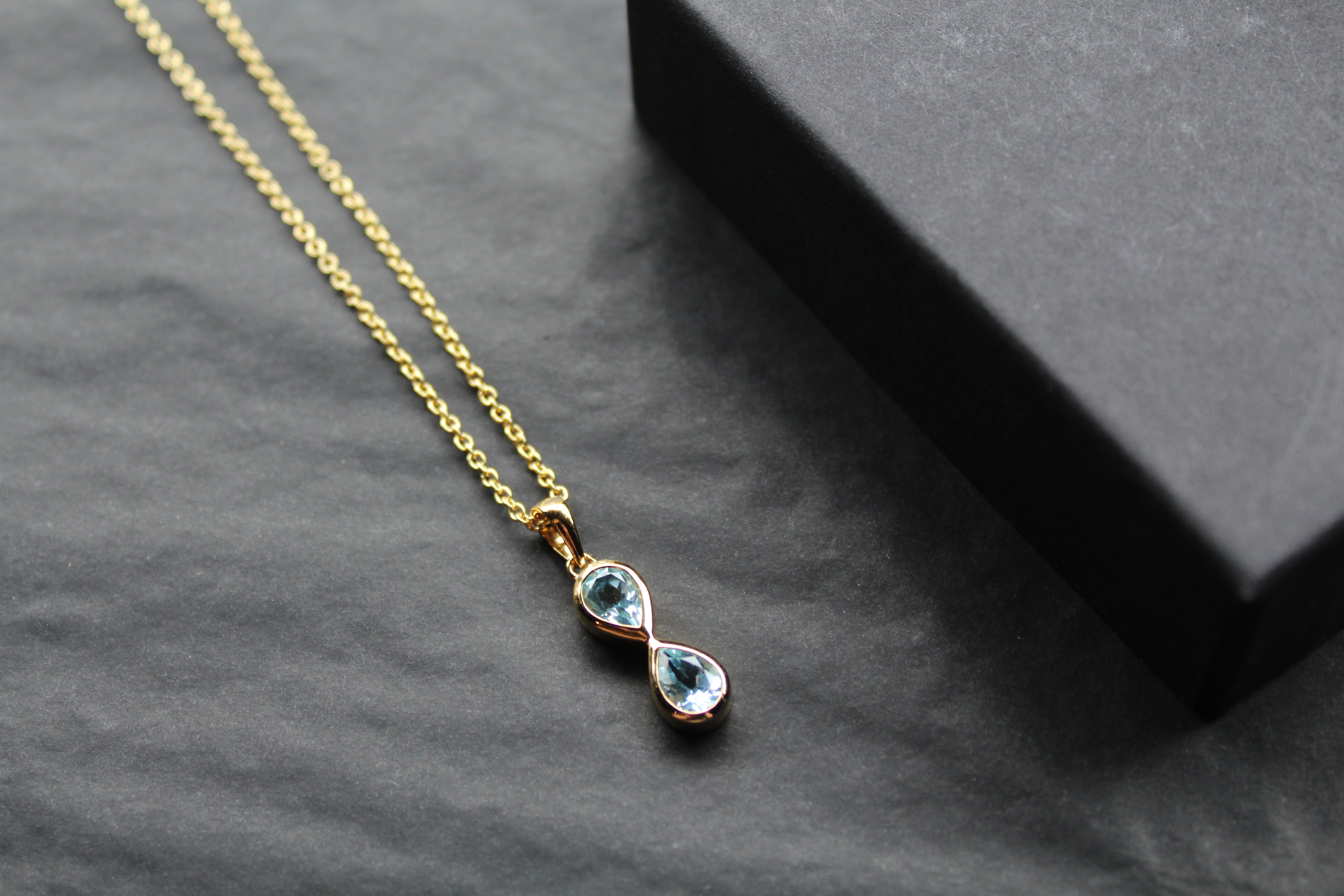 Blue Topaz Double Drop Pendant and Chain