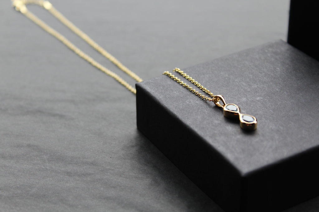 Blue Topaz Double Drop Pendant and Chain