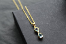 Load image into Gallery viewer, Blue Topaz Double Drop Pendant and Chain

