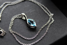 Load image into Gallery viewer, Blue Topaz Leaf Drop Pendant &amp; Chain
