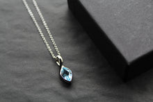 Load image into Gallery viewer, Blue Topaz Leaf Drop Pendant &amp; Chain
