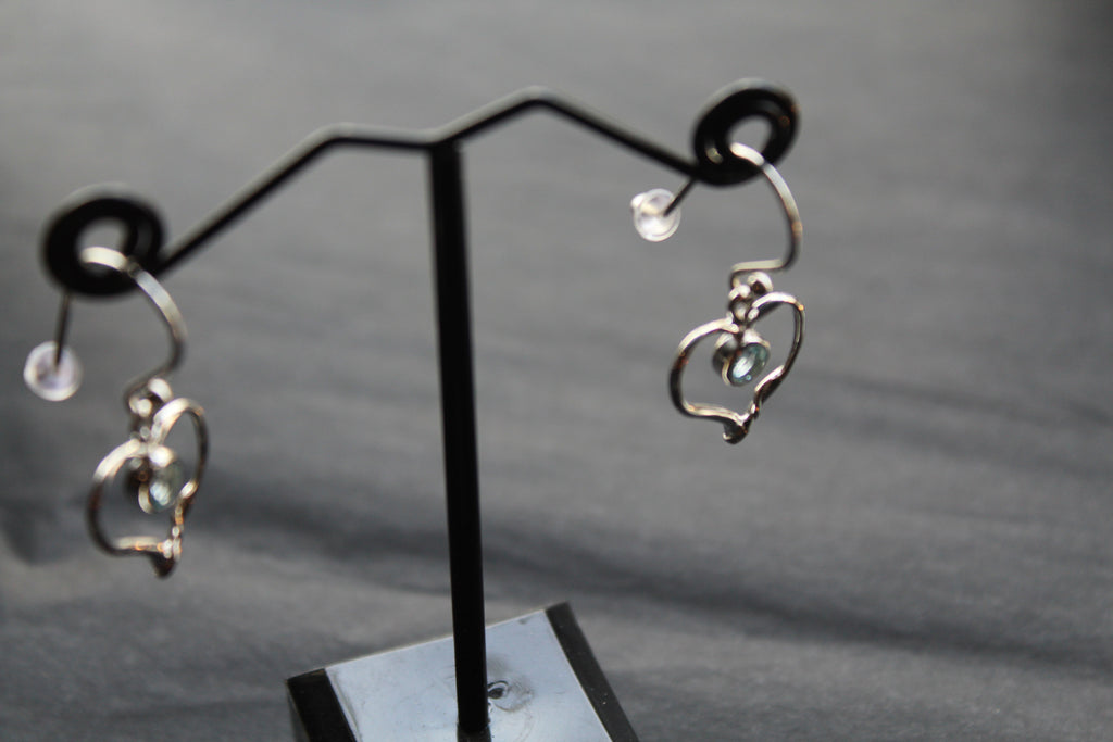 Blue Topaz Organic Heart Shape Dropdown Earrings