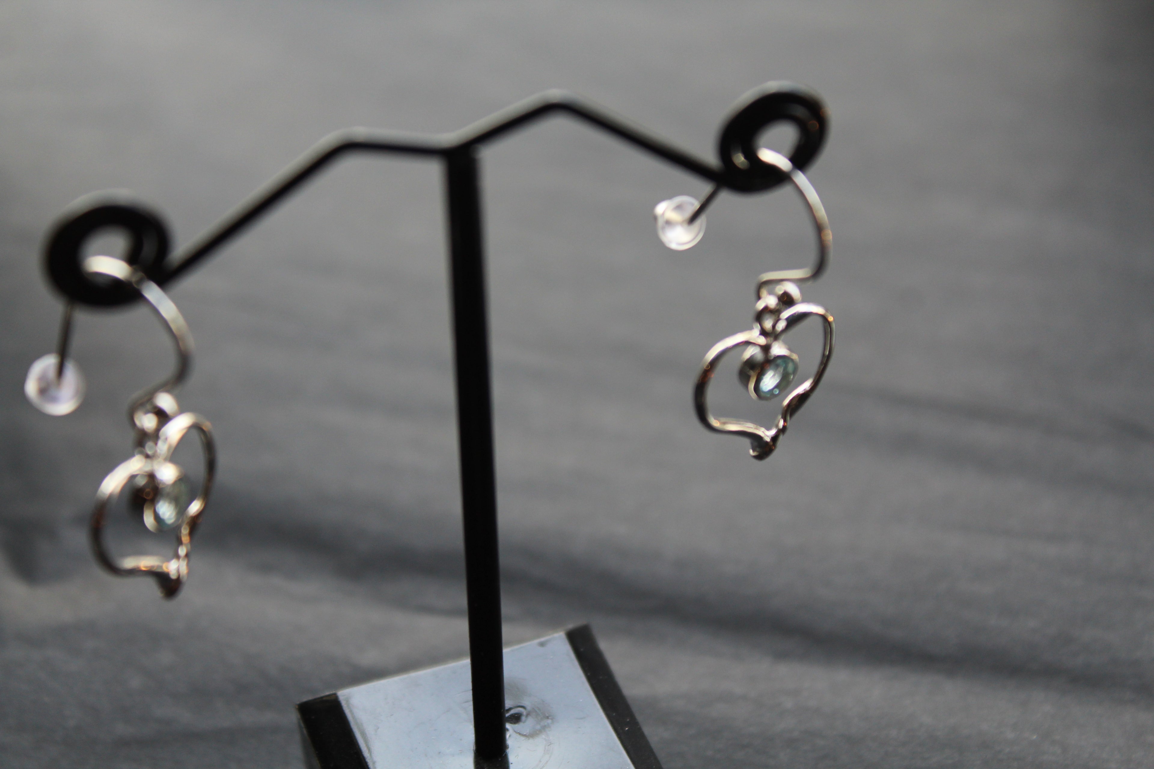 Blue Topaz Organic Heart Shape Dropdown Earrings