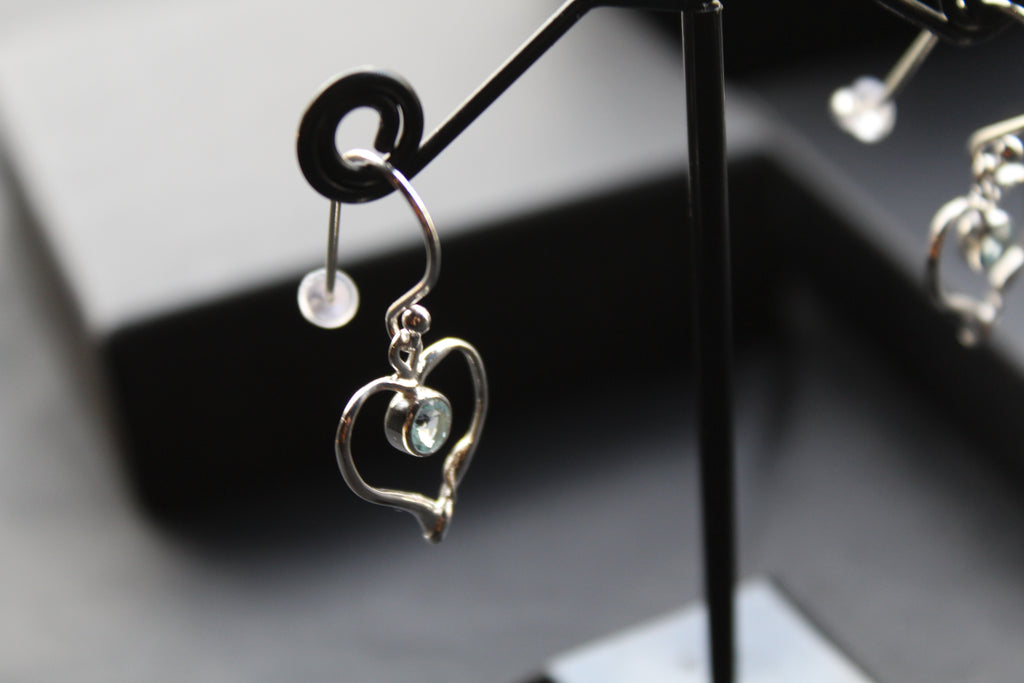 Blue Topaz Organic Heart Shape Dropdown Earrings