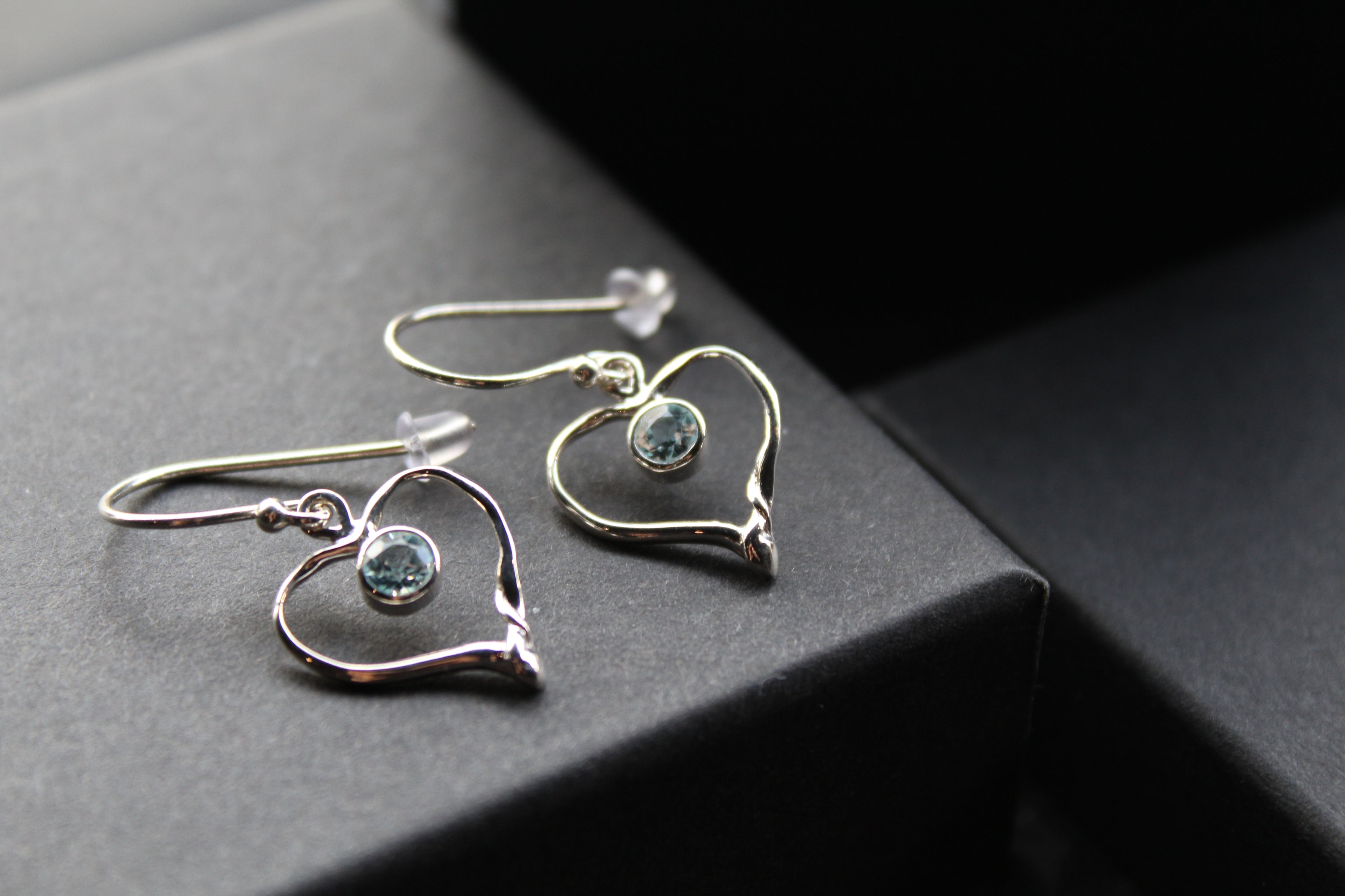 Blue Topaz Organic Heart Shape Dropdown Earrings