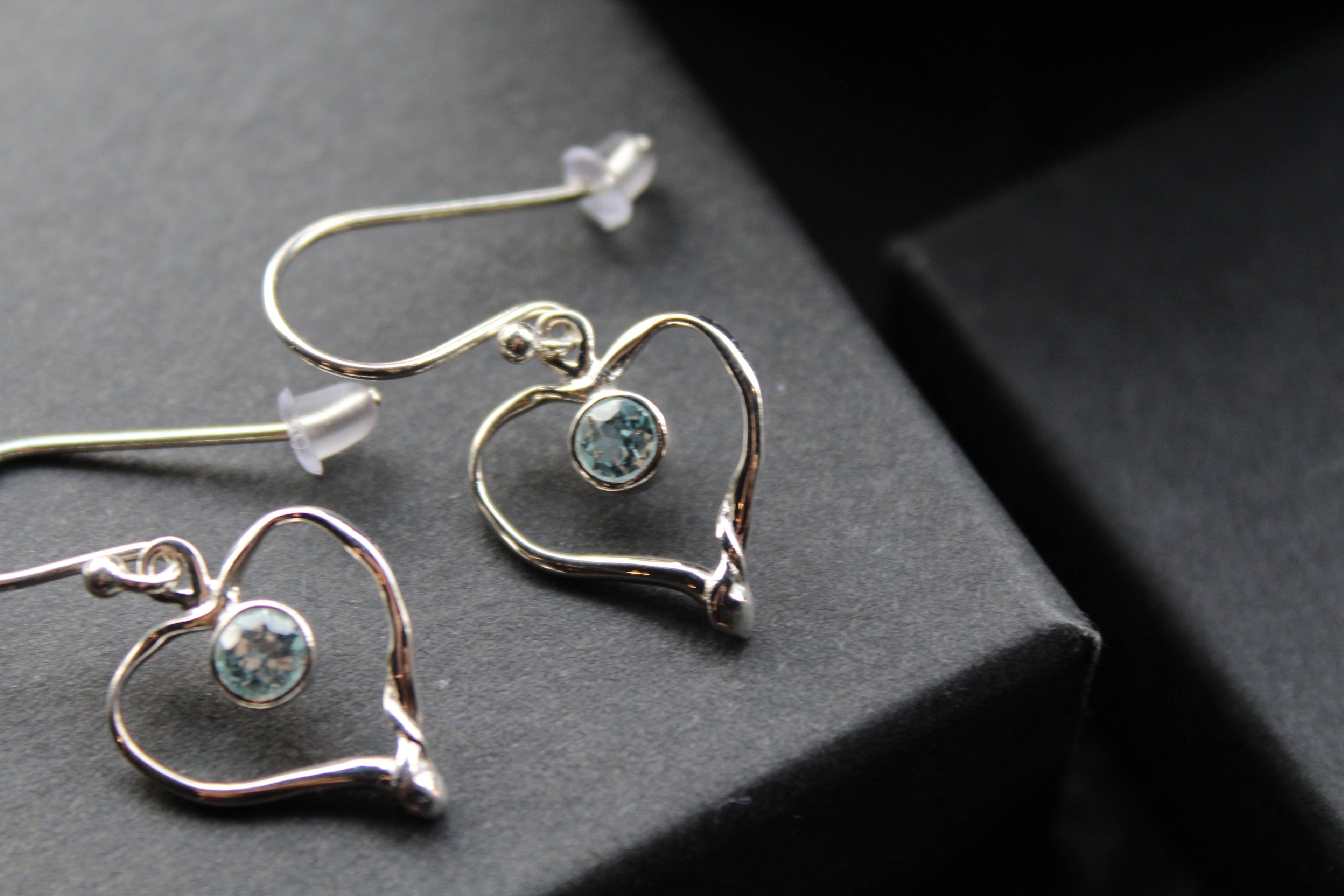 Blue Topaz Organic Heart Shape Dropdown Earrings