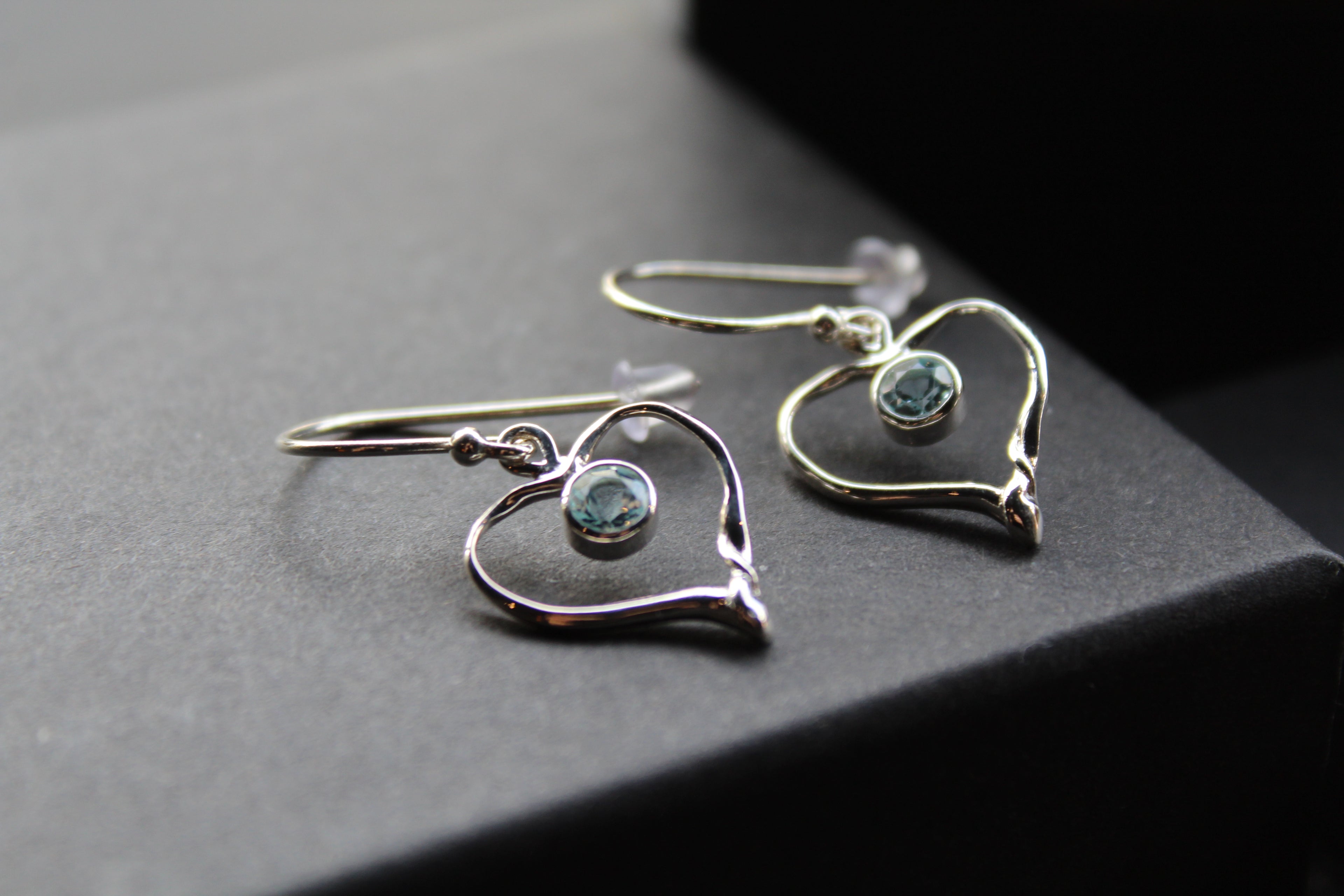 Blue Topaz Organic Heart Shape Dropdown Earrings