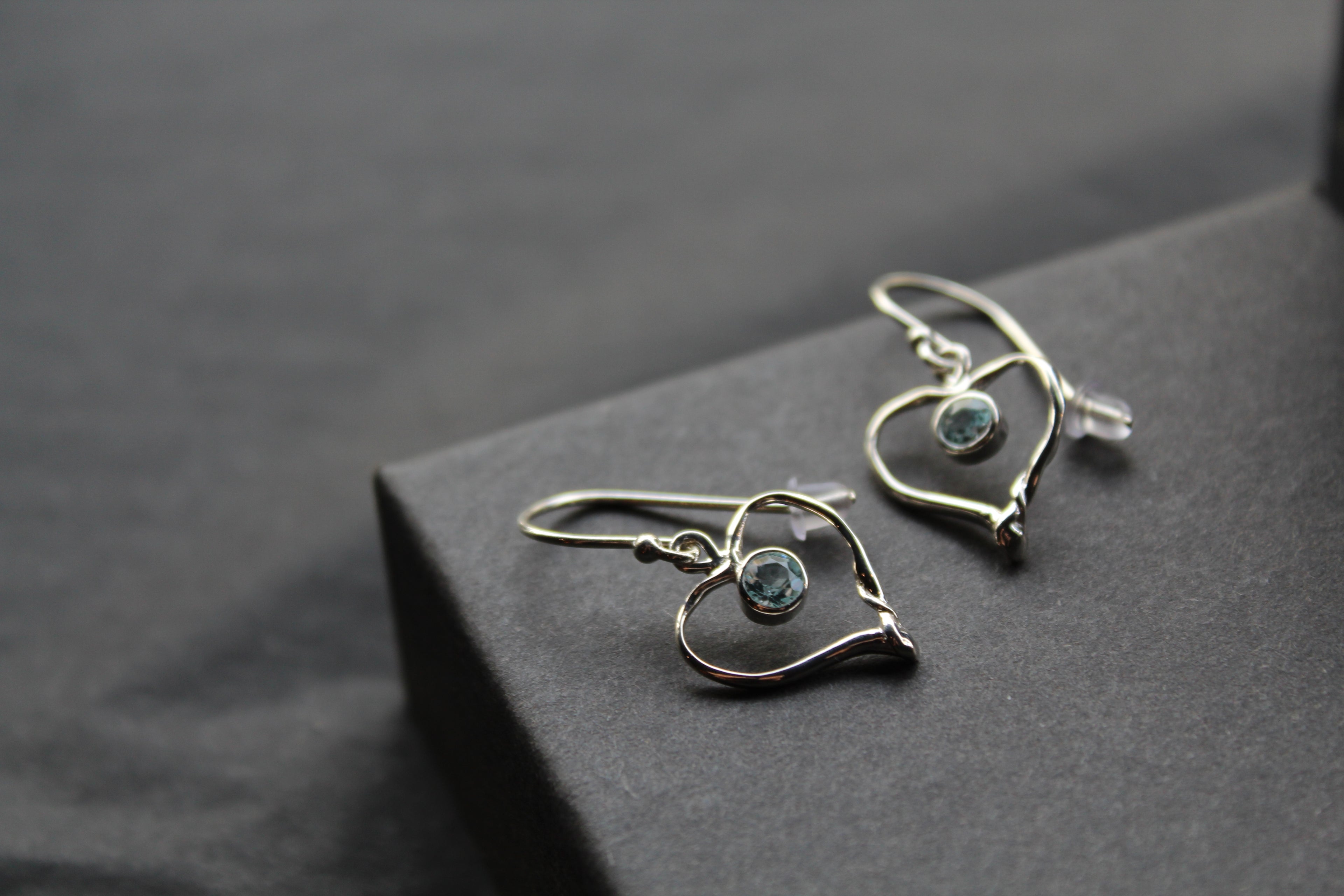 Blue Topaz Organic Heart Shape Dropdown Earrings