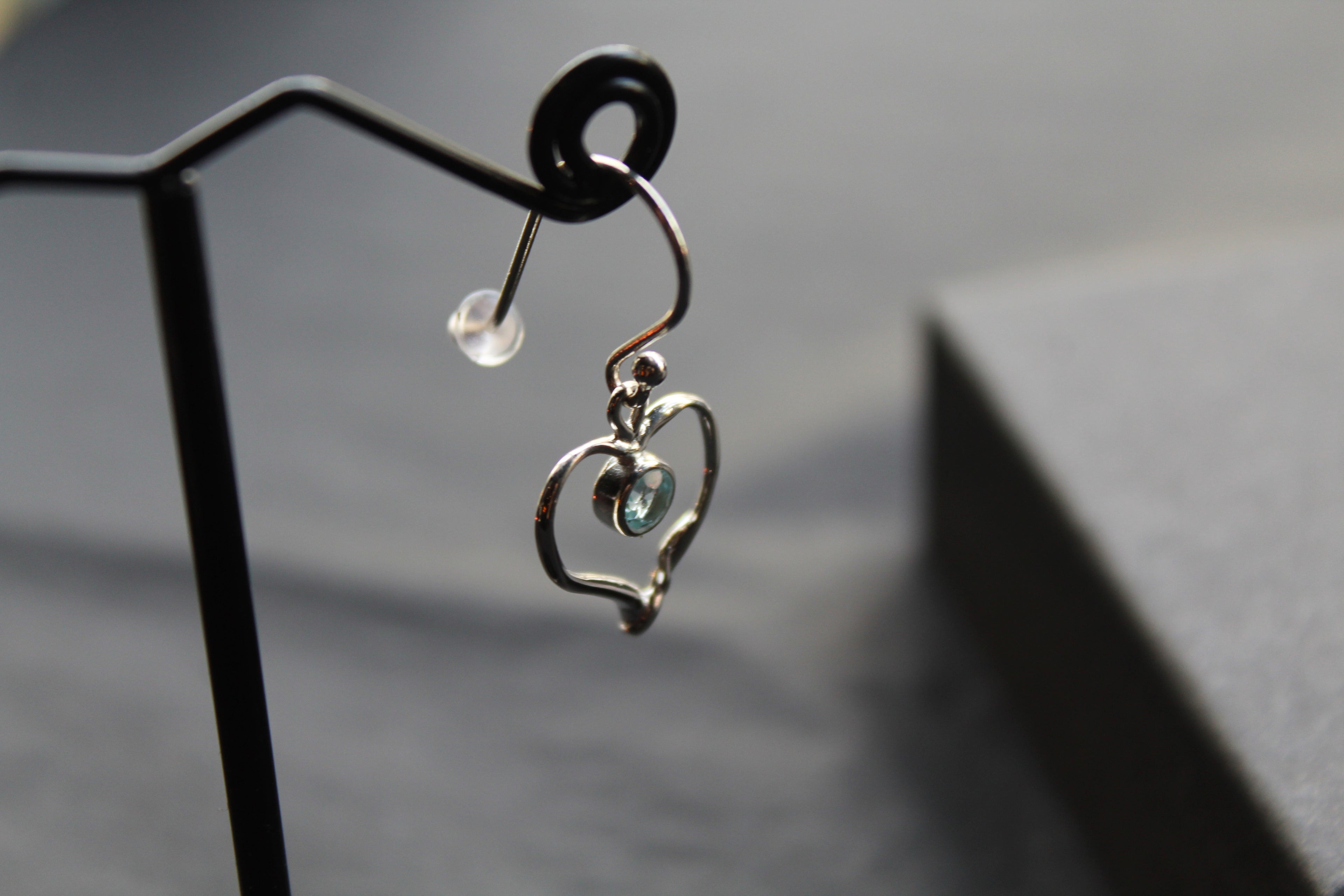 Blue Topaz Organic Heart Shape Dropdown Earrings