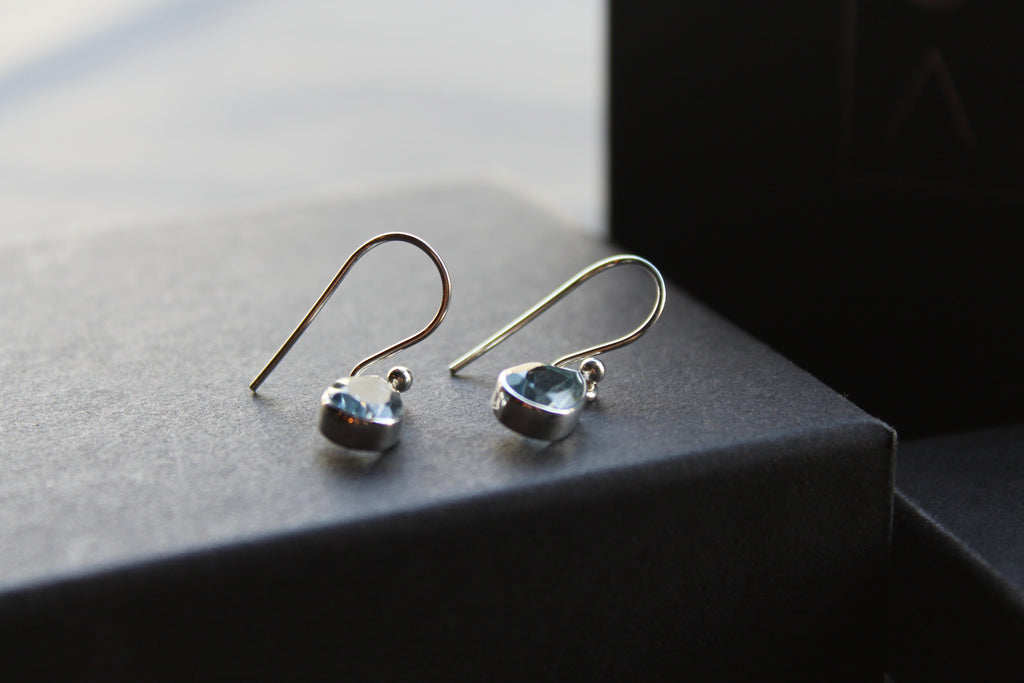 Blue Topaz Tear Drop Earrings