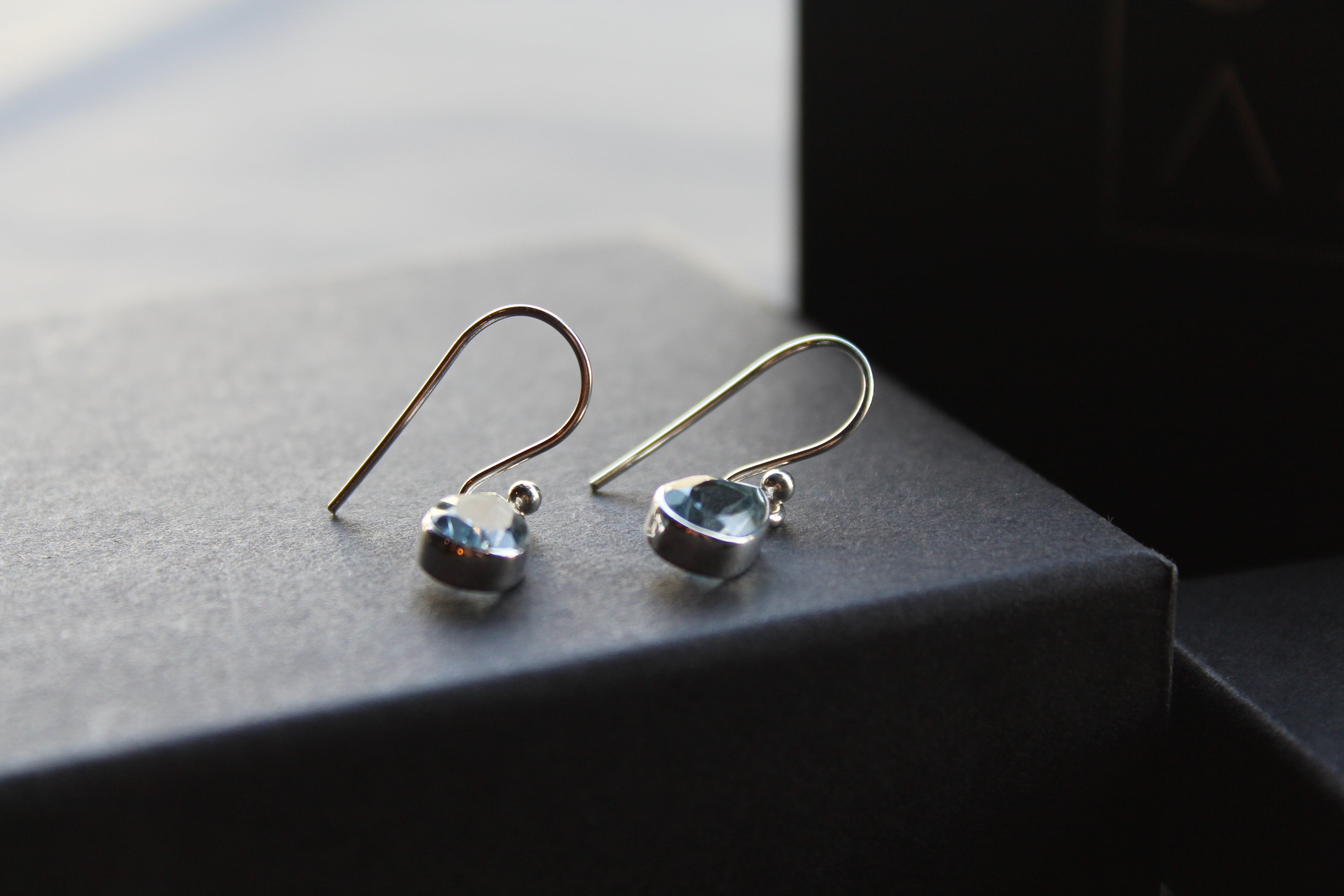 Blue Topaz Tear Drop Earrings