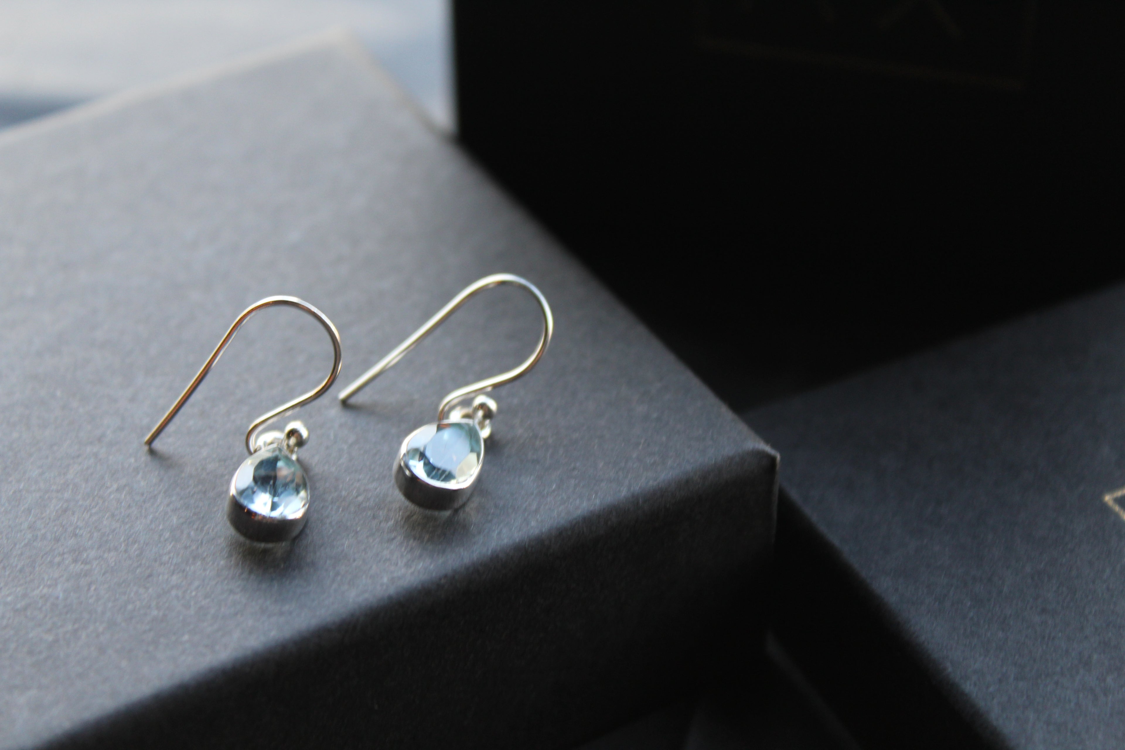 Blue Topaz Tear Drop Earrings
