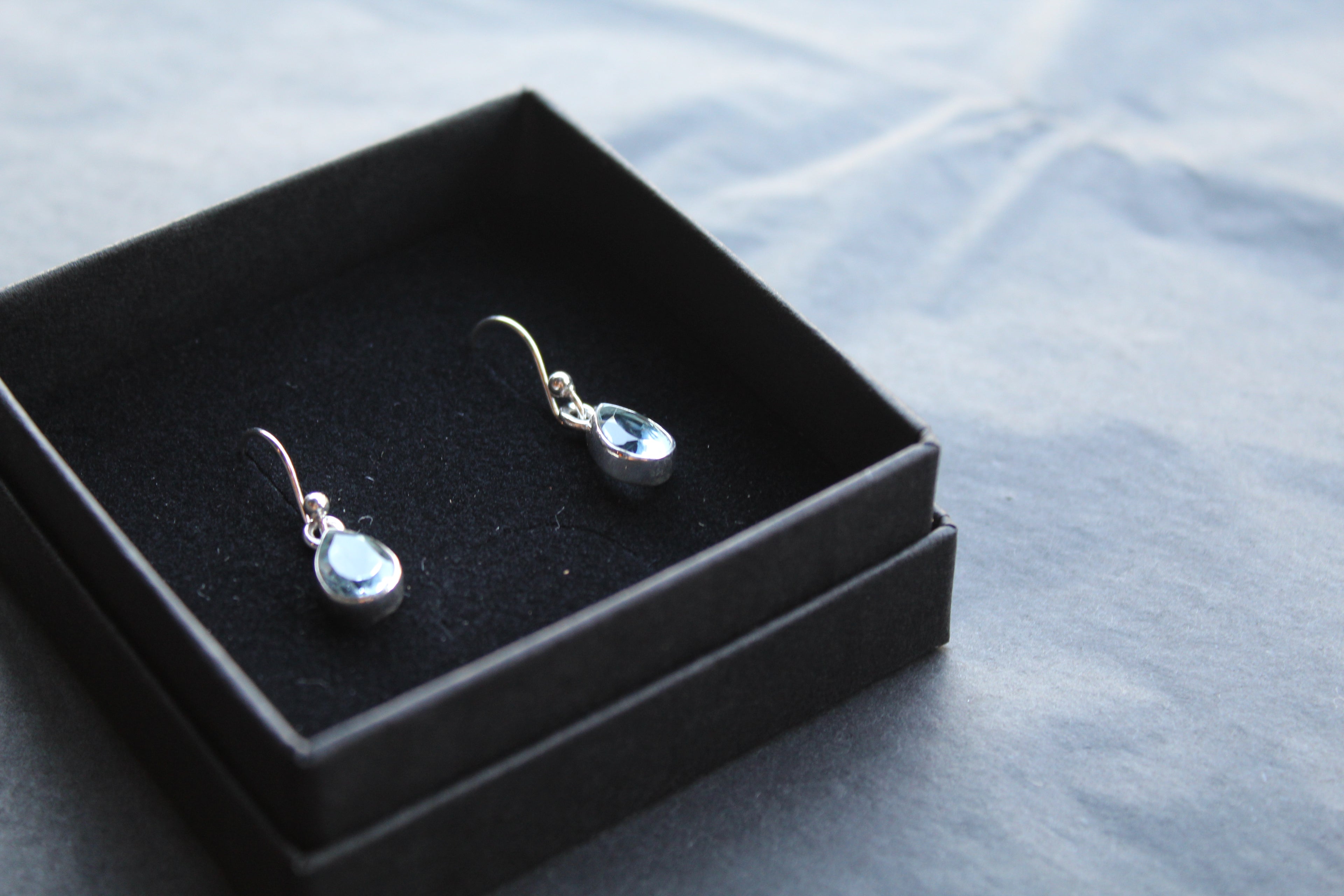 Blue Topaz Tear Drop Earrings