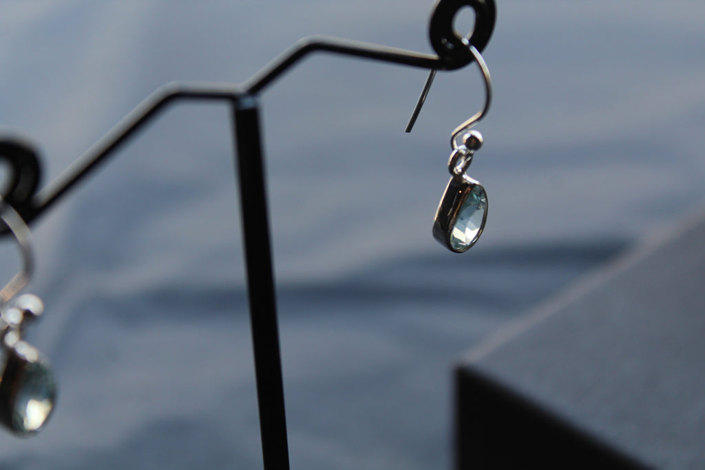 Blue Topaz Tear Drop Earrings