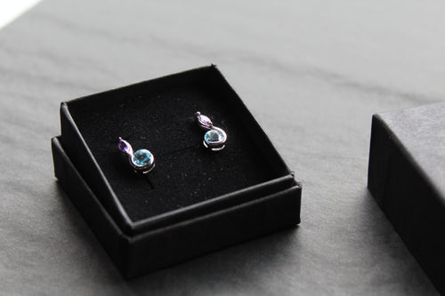 Blue Topaz & Amethyst Double Drop Earrings