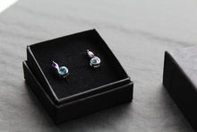 Load image into Gallery viewer, Blue Topaz &amp; Amethyst Double Drop Earrings
