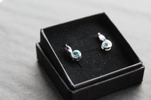 Load image into Gallery viewer, Blue Topaz &amp; Amethyst Double Drop Earrings
