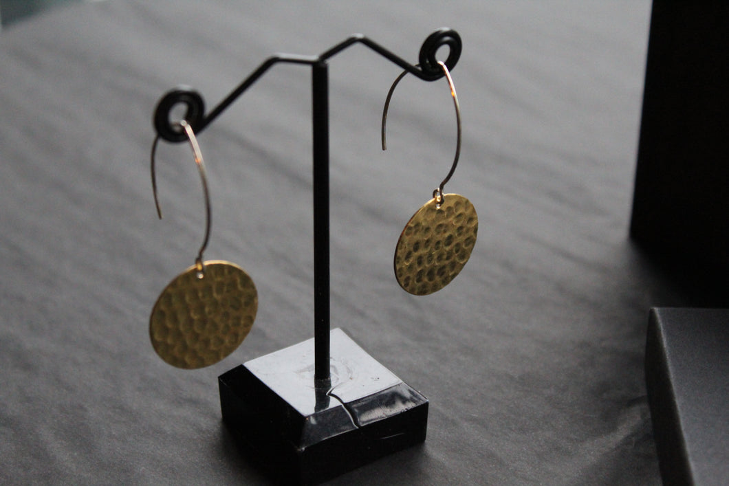 Brass & Sterling Silver Statement Earrings Disc