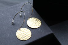 Load image into Gallery viewer, Brass &amp; Sterling Silver Statement Earrings Disc
