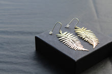 Load image into Gallery viewer, Brass &amp; Sterling Silver Statement Earrings Fern
