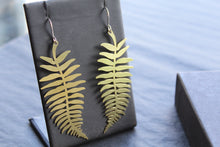 Load image into Gallery viewer, Brass &amp; Sterling Silver Statement Earrings Fern
