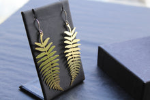 Load image into Gallery viewer, Brass &amp; Sterling Silver Statement Earrings Fern
