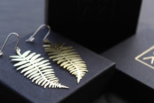 Load image into Gallery viewer, Brass &amp; Sterling Silver Statement Earrings Fern
