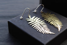 Load image into Gallery viewer, Brass &amp; Sterling Silver Statement Earrings Fern
