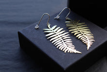 Load image into Gallery viewer, Brass &amp; Sterling Silver Statement Earrings Fern
