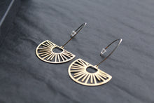 Load image into Gallery viewer, Brass &amp; Sterling Silver Statement Earrings Half Sun

